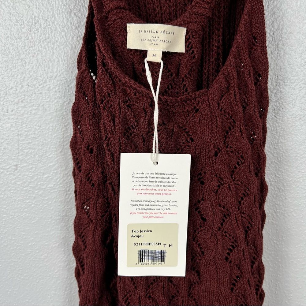 NWT Sezane Jessica Cable Knit Sweater Halter Top Size Medium - Picture 4 of 8